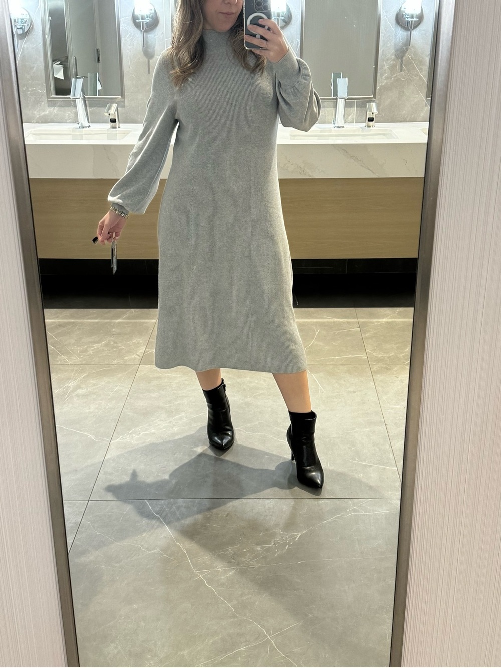 Banana Republic Gray Midi Sweater Dress